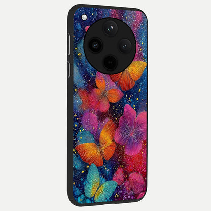  Butterfly Dream Mist back cover For Oppo Find X8 slim fit glass case with vibrant aesthetic design