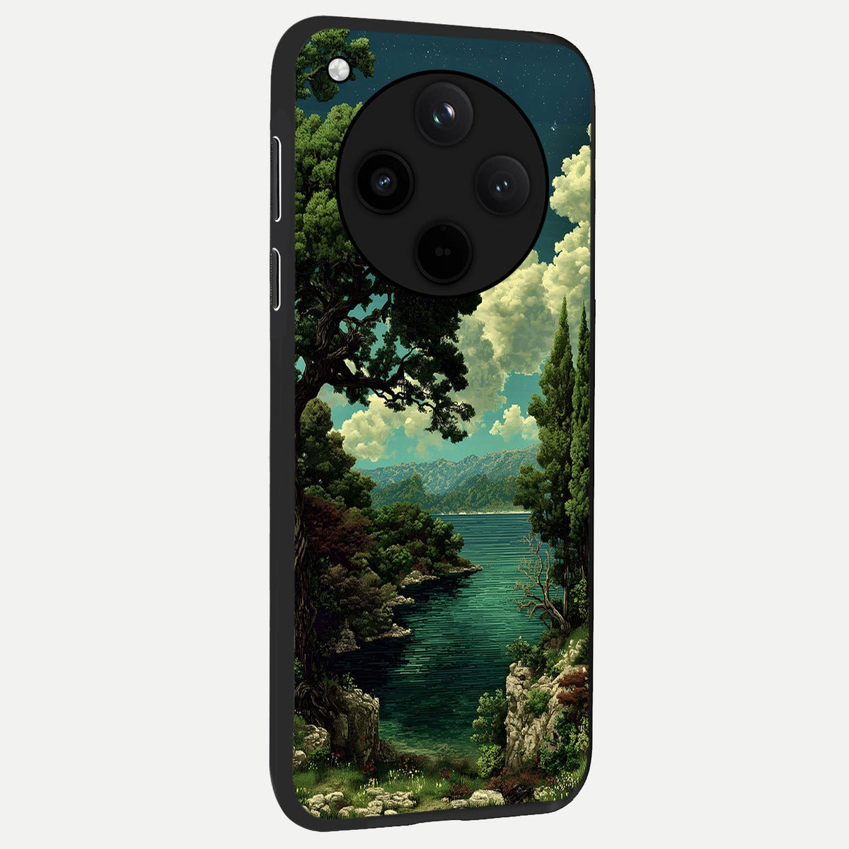  Celestial Lake Peace back cover For Oppo Find X8 slim fit glass case with vibrant aesthetic design