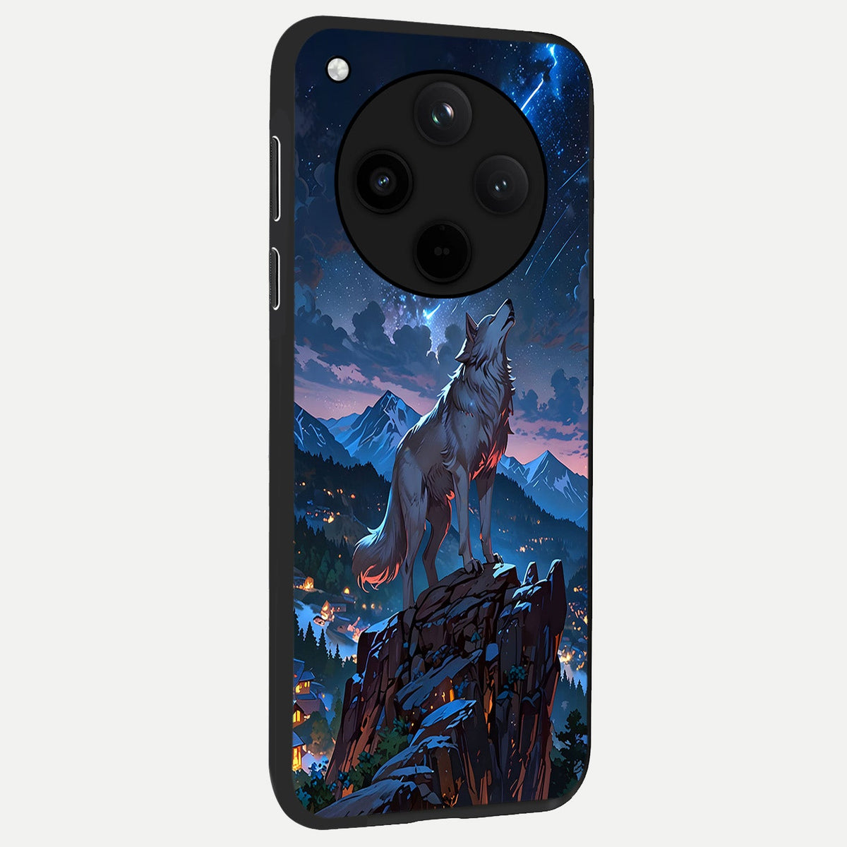  Celestial Wolf Howl back cover For Oppo Find X8 slim fit glass case with vibrant aesthetic design