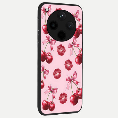  Cherry With Lips back cover For Oppo Find X8 slim fit glass case with vibrant aesthetic design