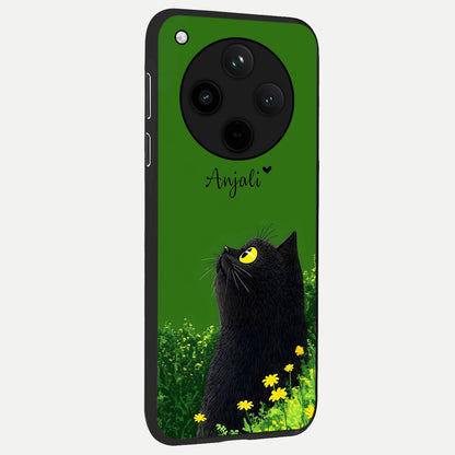  Emerald Cat Custom Name back cover For Oppo Find X8 slim fit glass case with vibrant aesthetic design