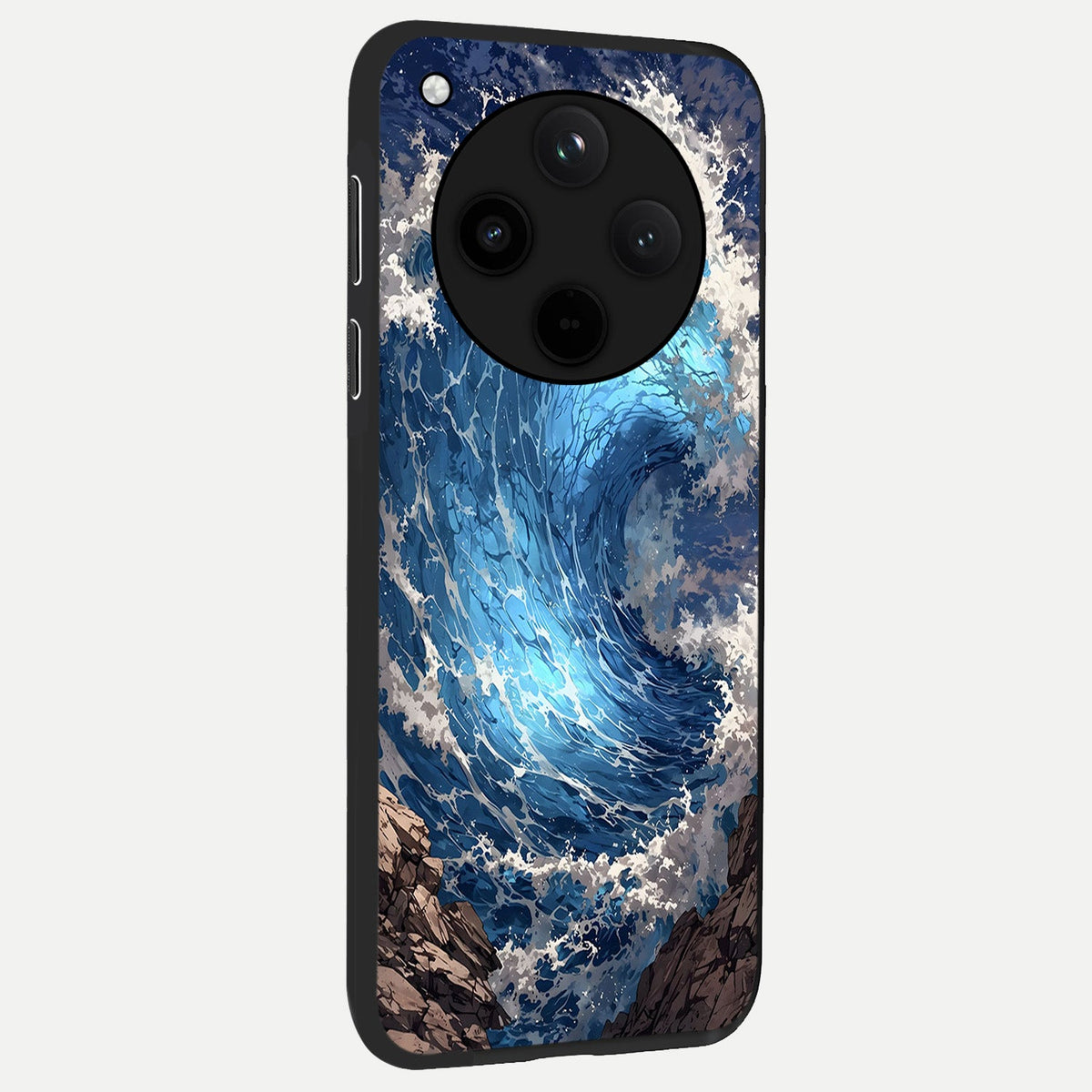  Giant Ocean Wave back cover For Oppo Find X8 slim fit glass case with vibrant aesthetic design