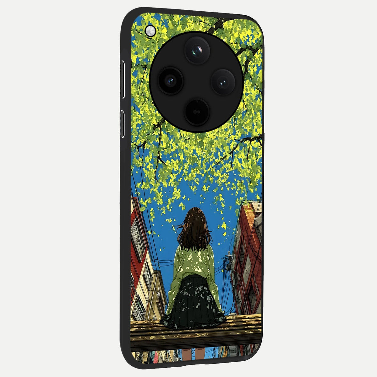  Golden Leaves Glow back cover For Oppo Find X8 slim fit glass case with vibrant aesthetic design