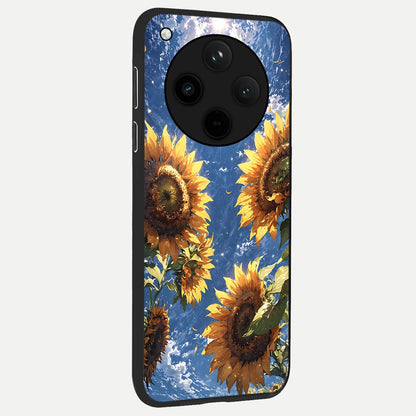  Heavenly Sunflower Rise back cover For Oppo Find X8 slim fit glass case with vibrant aesthetic design