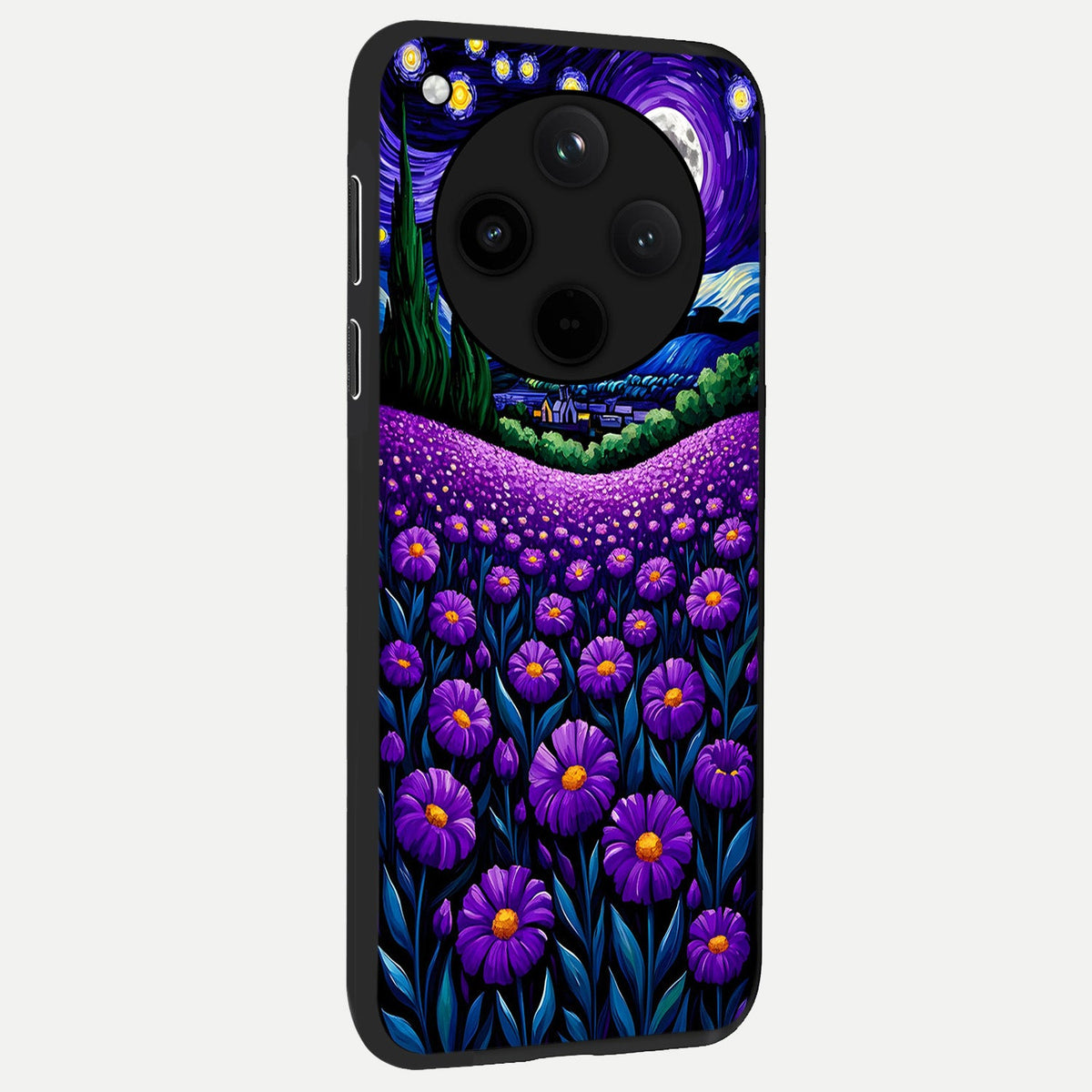  Lavender Moon Field back cover For Oppo Find X8 slim fit glass case with vibrant aesthetic design