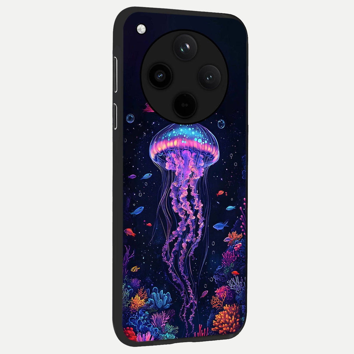  Neon Jellyfish back cover For Oppo Find X8 slim fit glass case with vibrant aesthetic design