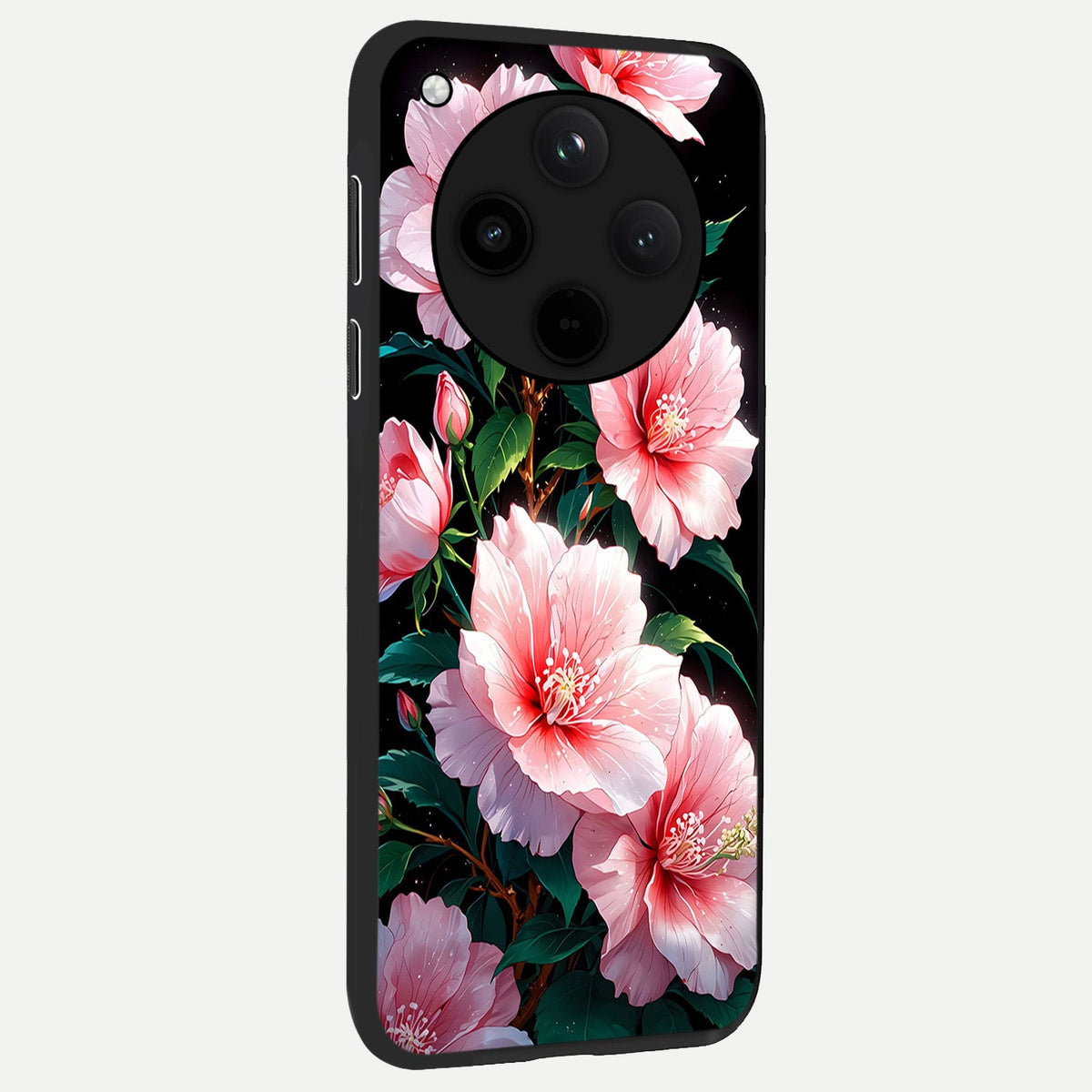  Peach Flower back cover For Oppo Find X8 slim fit glass case with vibrant aesthetic design