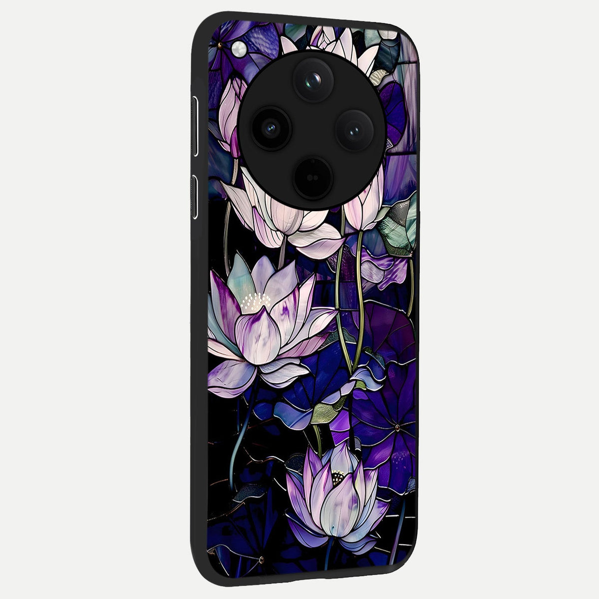  Purple Lotus Pattern back cover For Oppo Find X8 slim fit glass case with vibrant aesthetic design