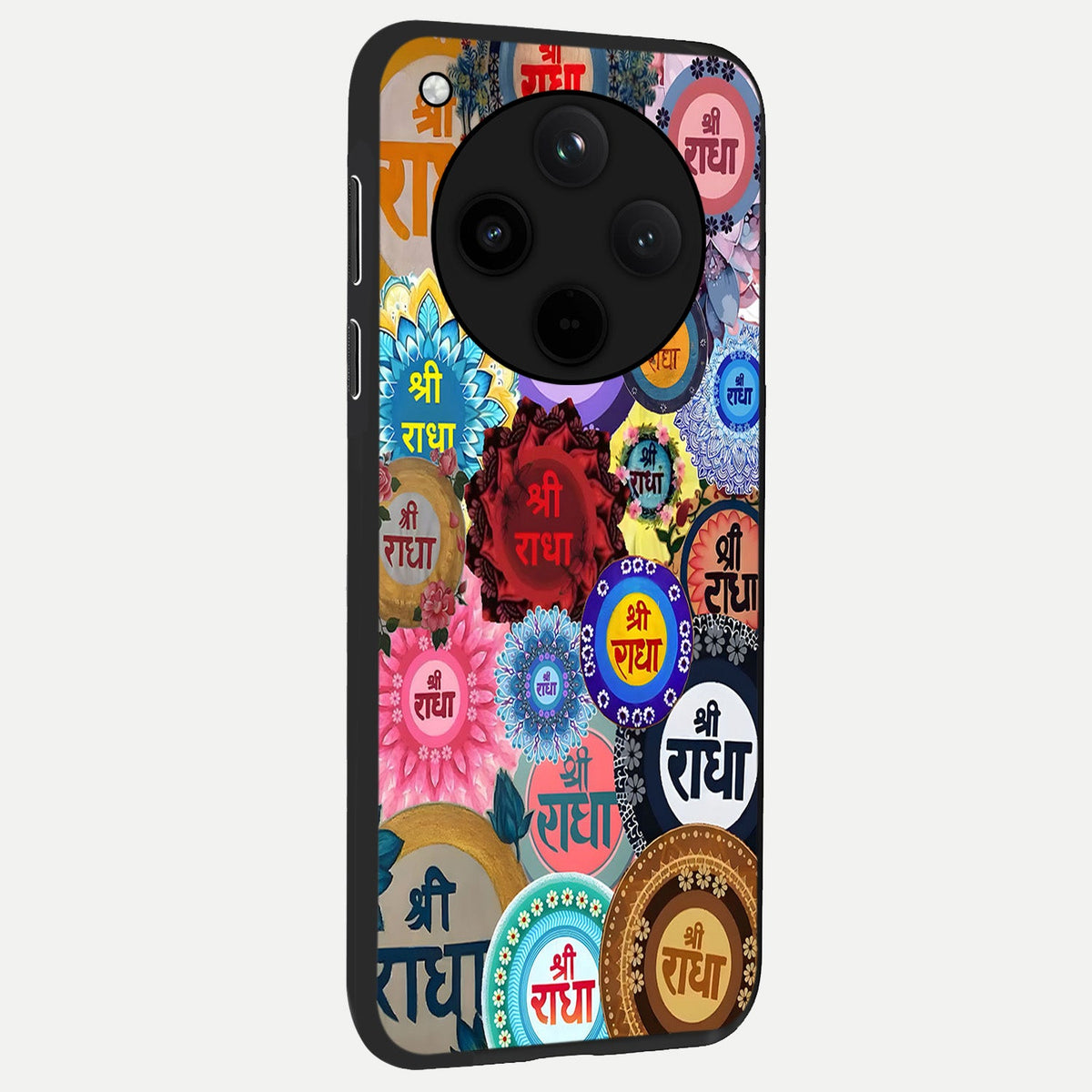  Radha Divine Bloom back cover For Oppo Find X8 slim fit glass case with vibrant aesthetic design