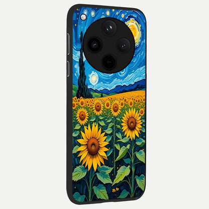  Starry Sunflower Dreams back cover For Oppo Find X8 slim fit glass case with vibrant aesthetic design