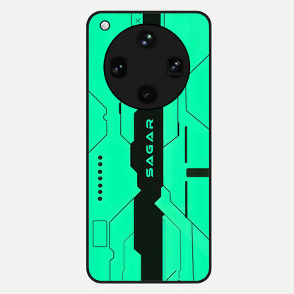  Aqua Tech CYBERPUNK Custom Name Glass Case For Oppo Find X8 Ultra back cover – full design glossy printed glass finish