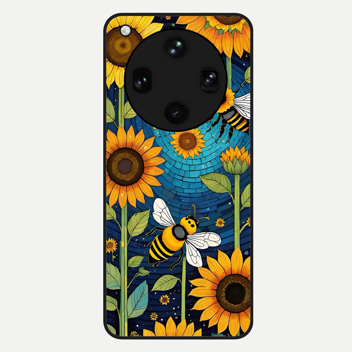  Bees And Sunflowers Glass Case For Oppo Find X8 Ultra back cover – full design glossy printed glass finish