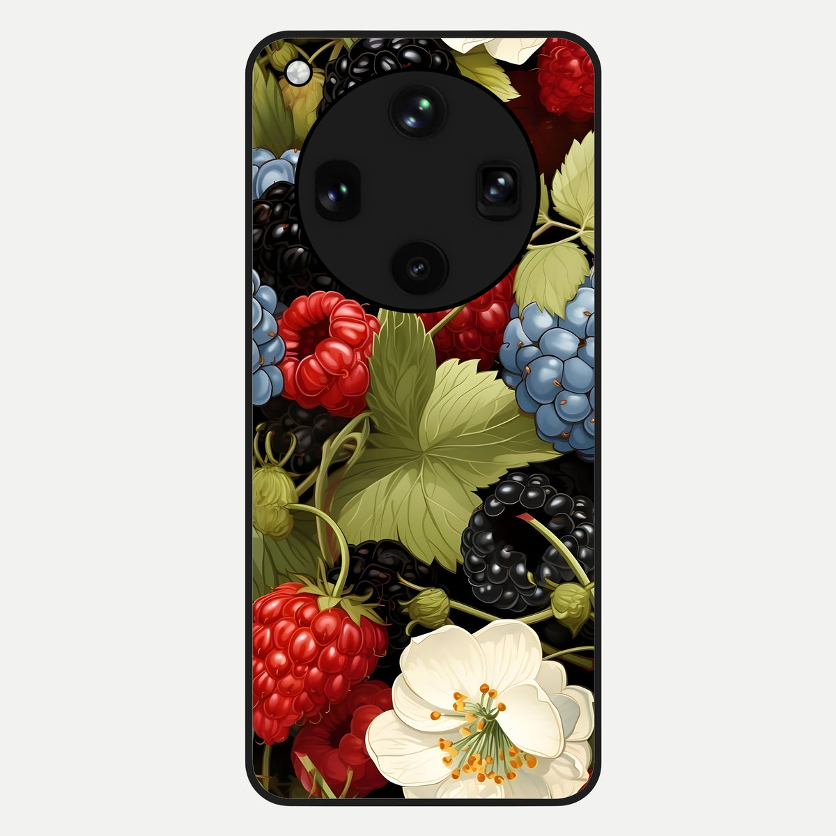  Berry Bloom Charm Glass Case For Oppo Find X8 Ultra back cover – full design glossy printed glass finish