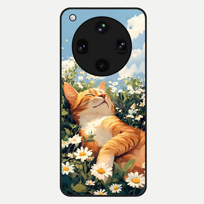  Cat And Flowers View Glass Case For Oppo Find X8 Ultra back cover – full design glossy printed glass finish