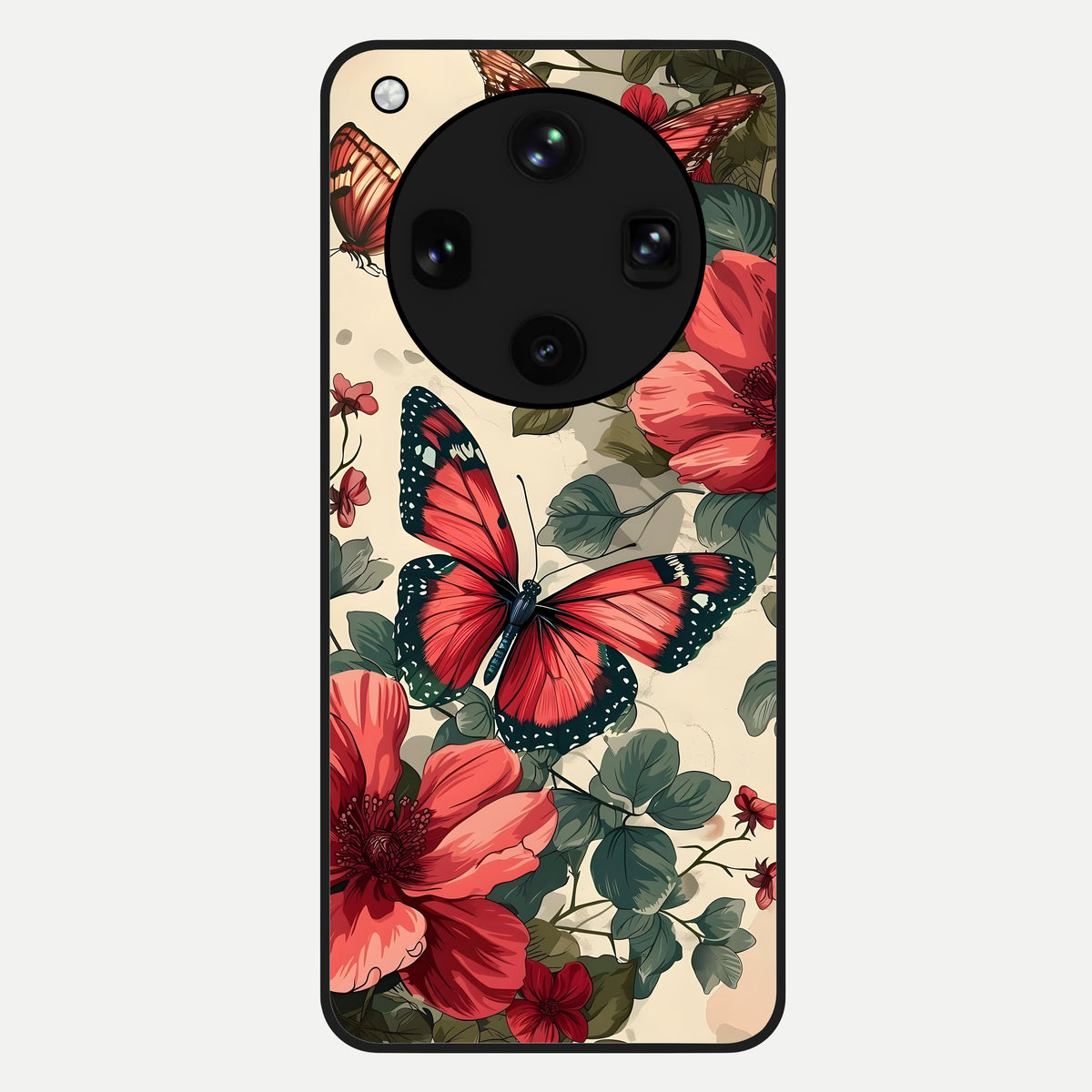  Crimson Butterfly Garden Glass Case For Oppo Find X8 Ultra back cover – full design glossy printed glass finish