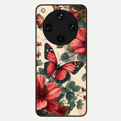  Crimson Butterfly Garden Glass Case For Oppo Find X8 Ultra back cover – full design glossy printed glass finish