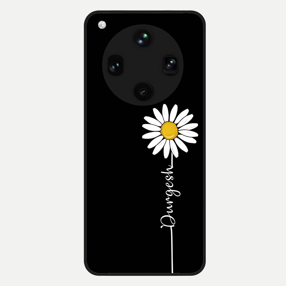  Custom Name White Flower Glass Case For Oppo Find X8 Ultra back cover – full design glossy printed glass finish