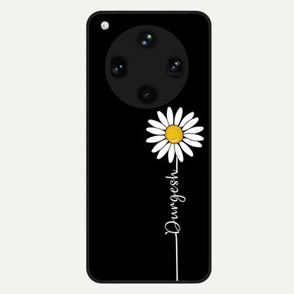  Custom Name White Flower Glass Case For Oppo Find X8 Ultra back cover – full design glossy printed glass finish