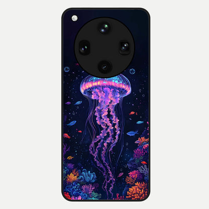  Neon Jellyfish Glass Case For Oppo Find X8 Ultra back cover – full design glossy printed glass finish