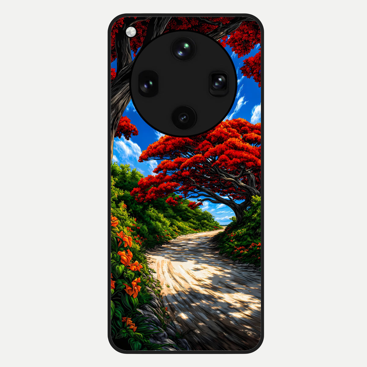  Red Trees Pathway Glass Case For Oppo Find X8 Ultra back cover – full design glossy printed glass finish