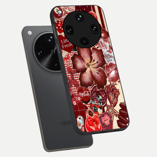  Aesthetic Little Freak phone case For Oppo Find X8 Ultra showing premium glass back cover with detailed artwork