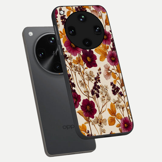  Autumn Wine Bloom phone case For Oppo Find X8 Ultra showing premium glass back cover with detailed artwork