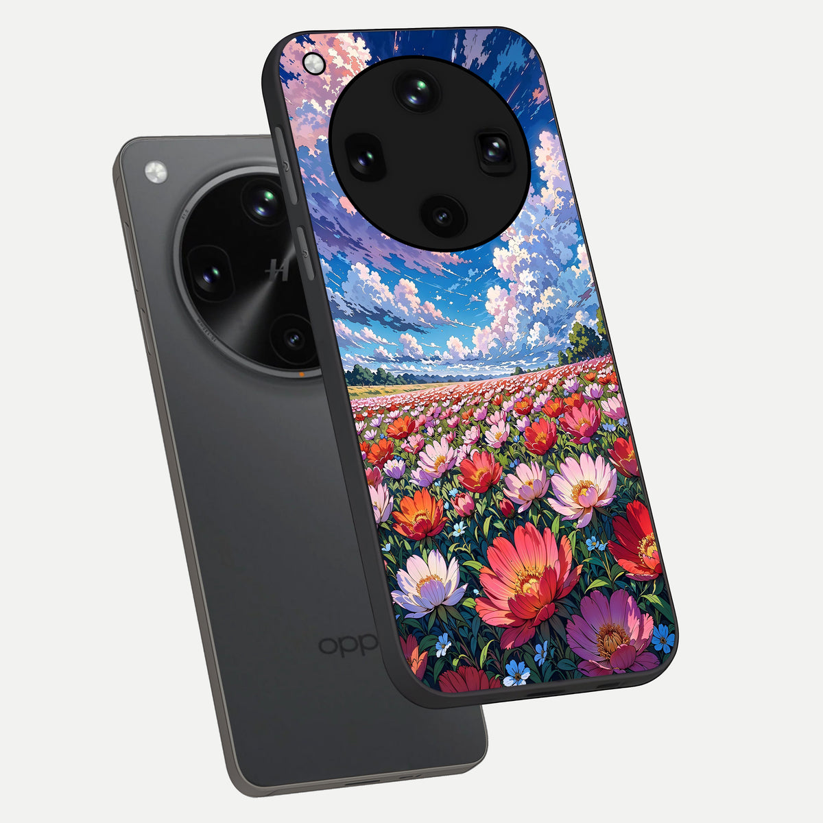  Blossom Sky Field phone case For Oppo Find X8 Ultra showing premium glass back cover with detailed artwork
