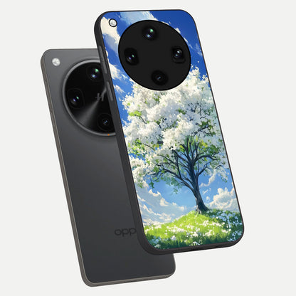  Blossom Sky Serenity phone case For Oppo Find X8 Ultra showing premium glass back cover with detailed artwork