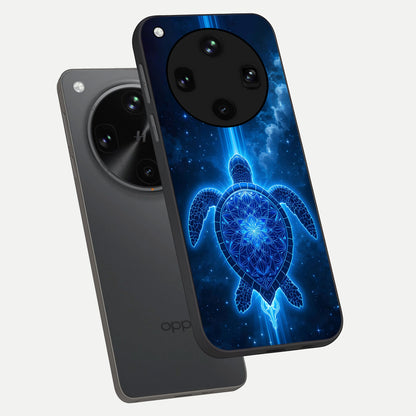  Blue Galaxy Turtle phone case For Oppo Find X8 Ultra showing premium glass back cover with detailed artwork