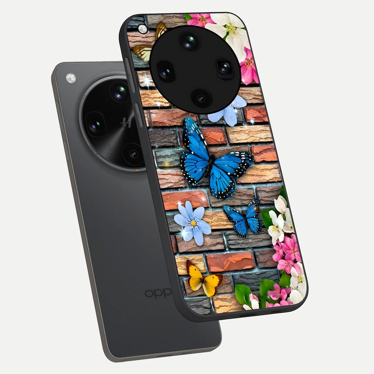  Brick Bloom Flight phone case For Oppo Find X8 Ultra showing premium glass back cover with detailed artwork