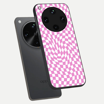  Bubblegum Check Wave phone case For Oppo Find X8 Ultra showing premium glass back cover with detailed artwork