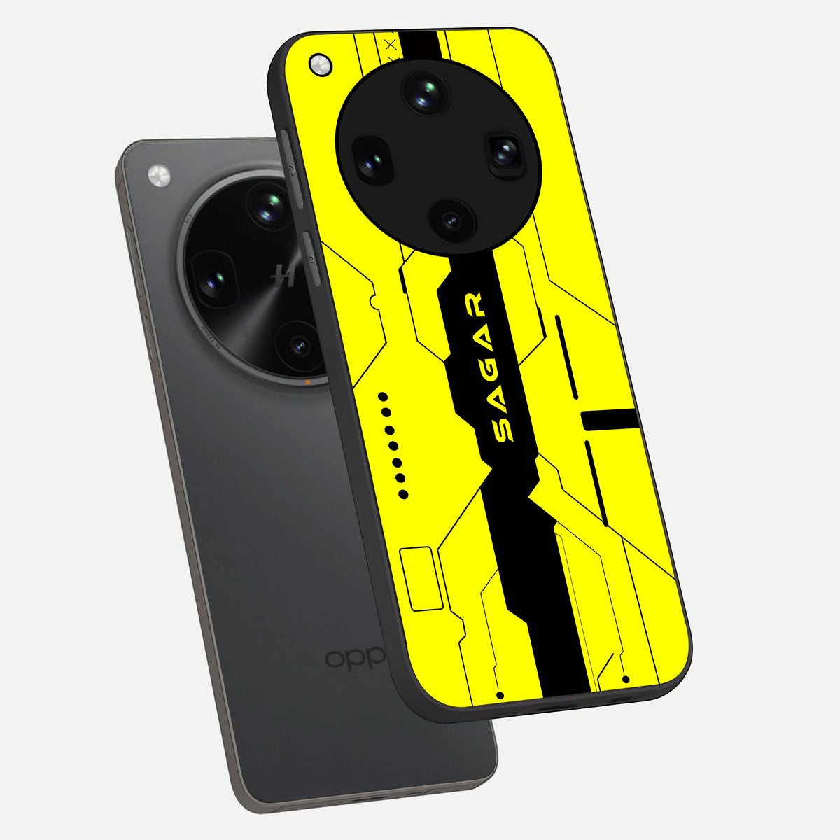  Circuit CYBERPUNK Custom Name phone case For Oppo Find X8 Ultra showing premium glass back cover with detailed artwork