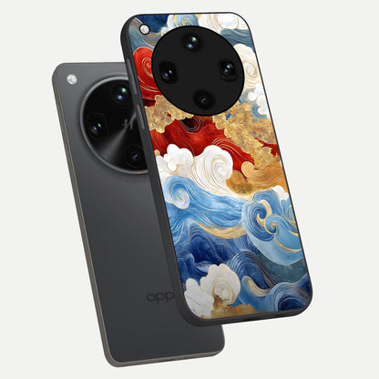  Colored Waves phone case For Oppo Find X8 Ultra showing premium glass back cover with detailed artwork