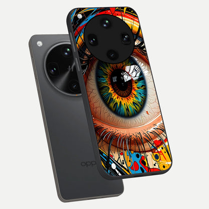  Colorful Eye phone case For Oppo Find X8 Ultra showing premium glass back cover with detailed artwork