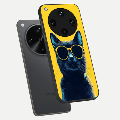  Cool Cat Vibes phone case For Oppo Find X8 Ultra showing premium glass back cover with detailed artwork