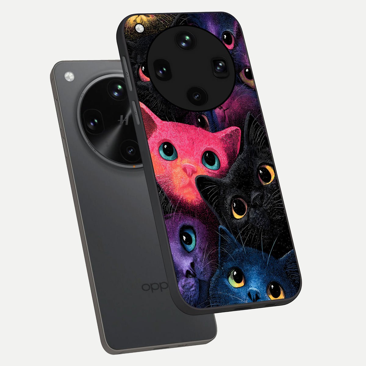  Cosmic Cats Dreams phone case For Oppo Find X8 Ultra showing premium glass back cover with detailed artwork