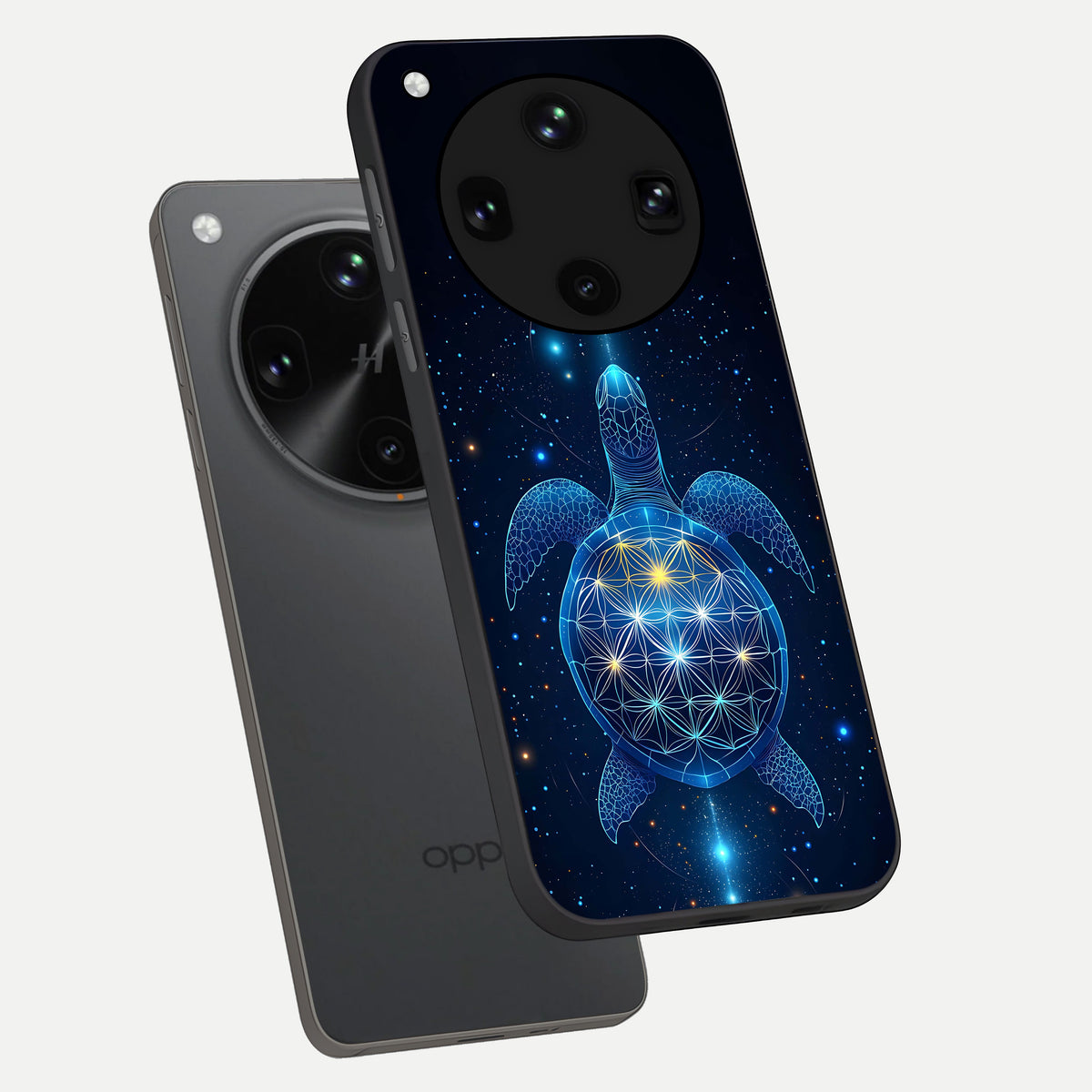  Crimson Blue Turtle phone case For Oppo Find X8 Ultra showing premium glass back cover with detailed artwork