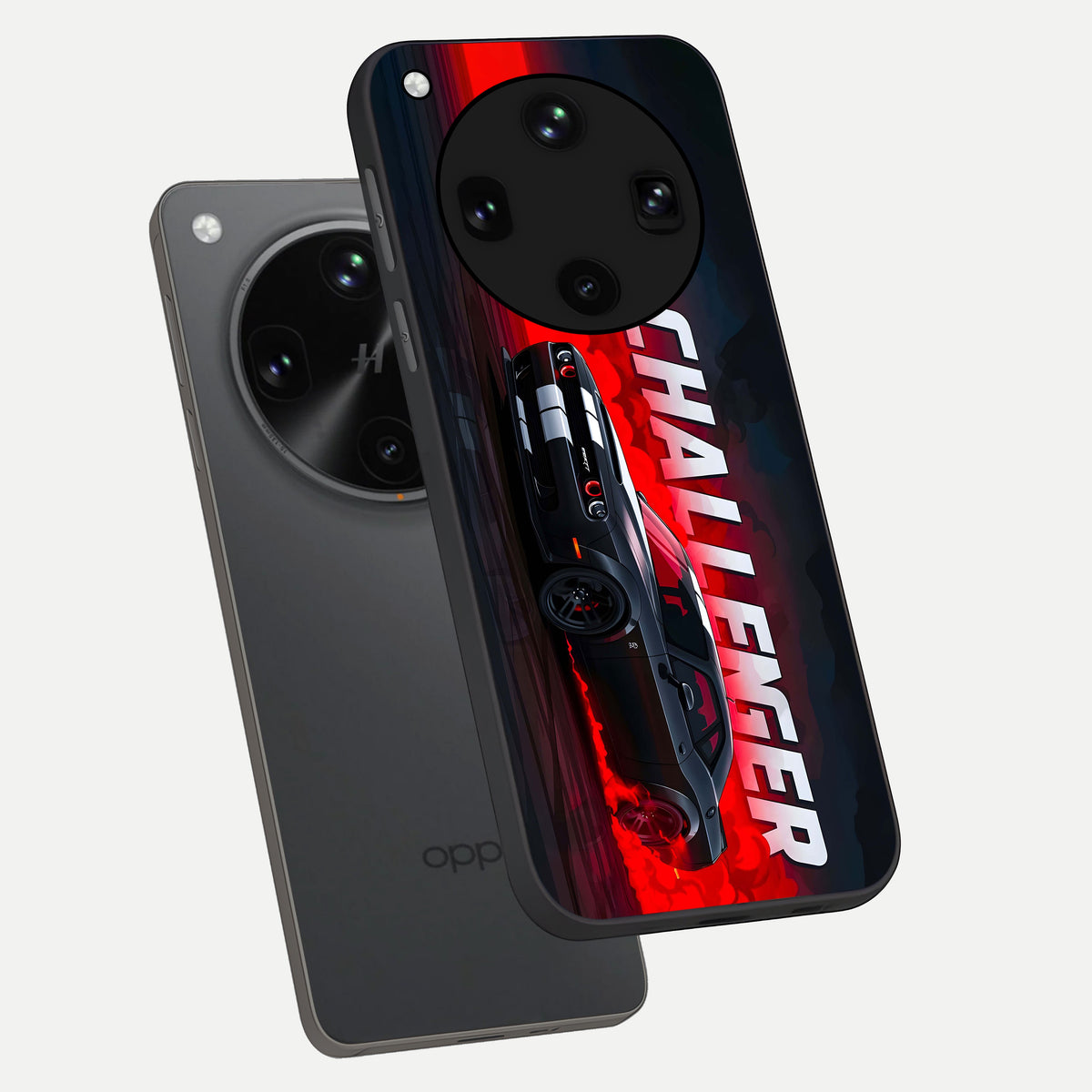  Crimson Challenger Fury phone case For Oppo Find X8 Ultra showing premium glass back cover with detailed artwork