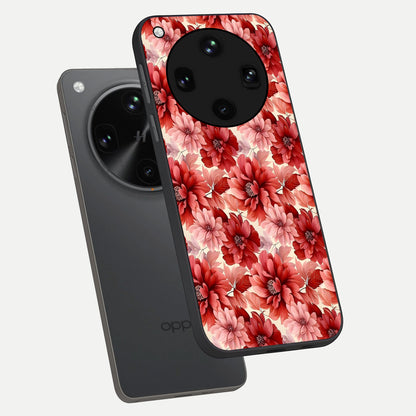  Crimson Love Petals phone case For Oppo Find X8 Ultra showing premium glass back cover with detailed artwork