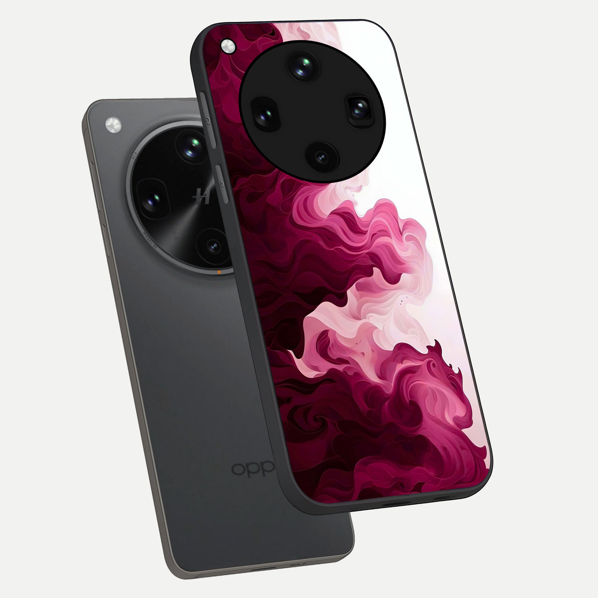  Crimson Wave Flow phone case For Oppo Find X8 Ultra showing premium glass back cover with detailed artwork