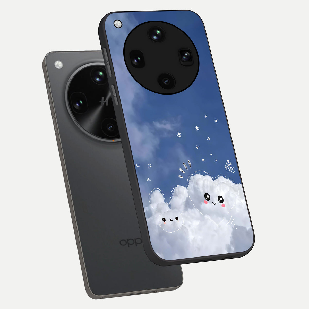  Cute Blossom Cloud phone case For Oppo Find X8 Ultra showing premium glass back cover with detailed artwork