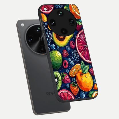  Cute Fruits Art phone case For Oppo Find X8 Ultra showing premium glass back cover with detailed artwork