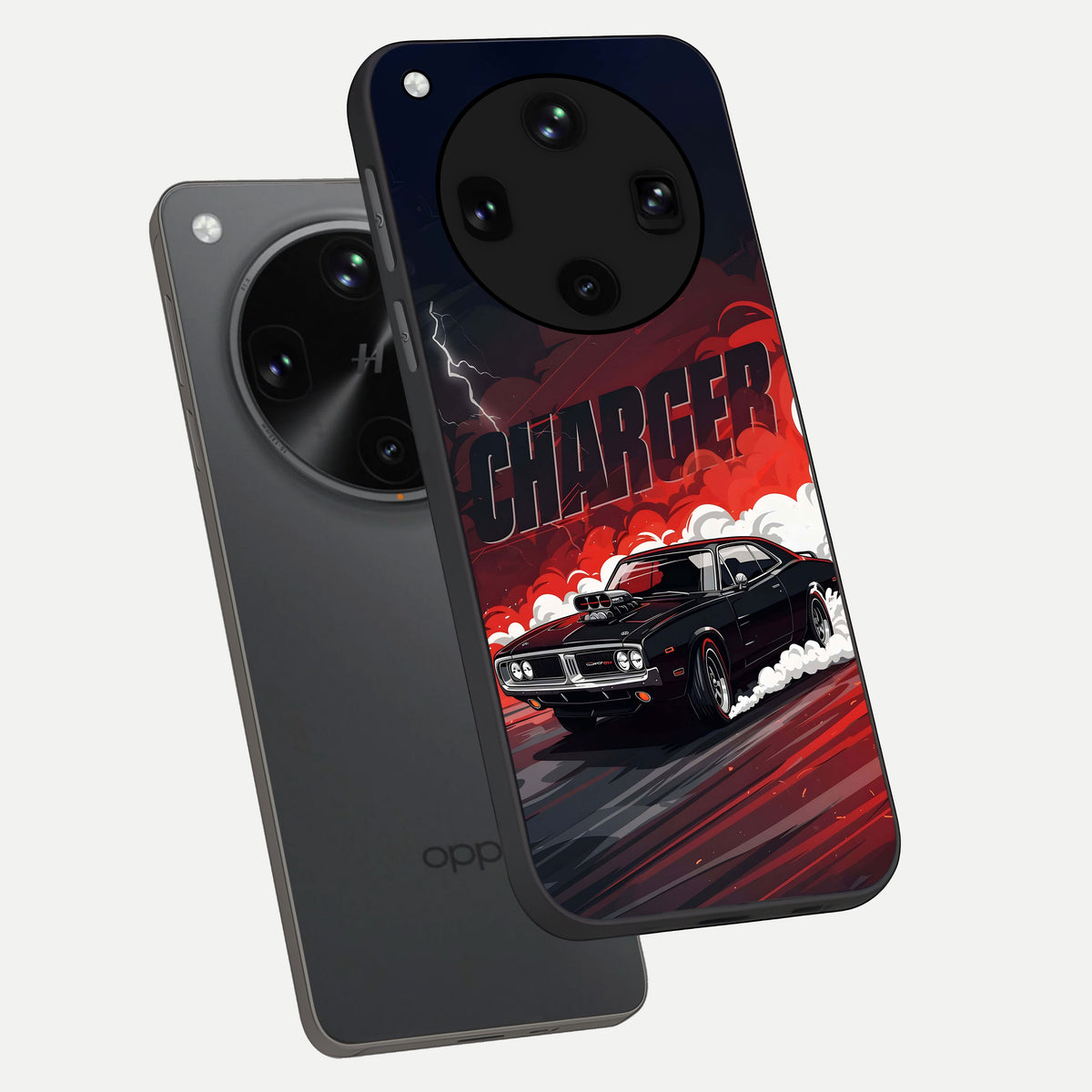  Dark Charger Fury phone case For Oppo Find X8 Ultra showing premium glass back cover with detailed artwork