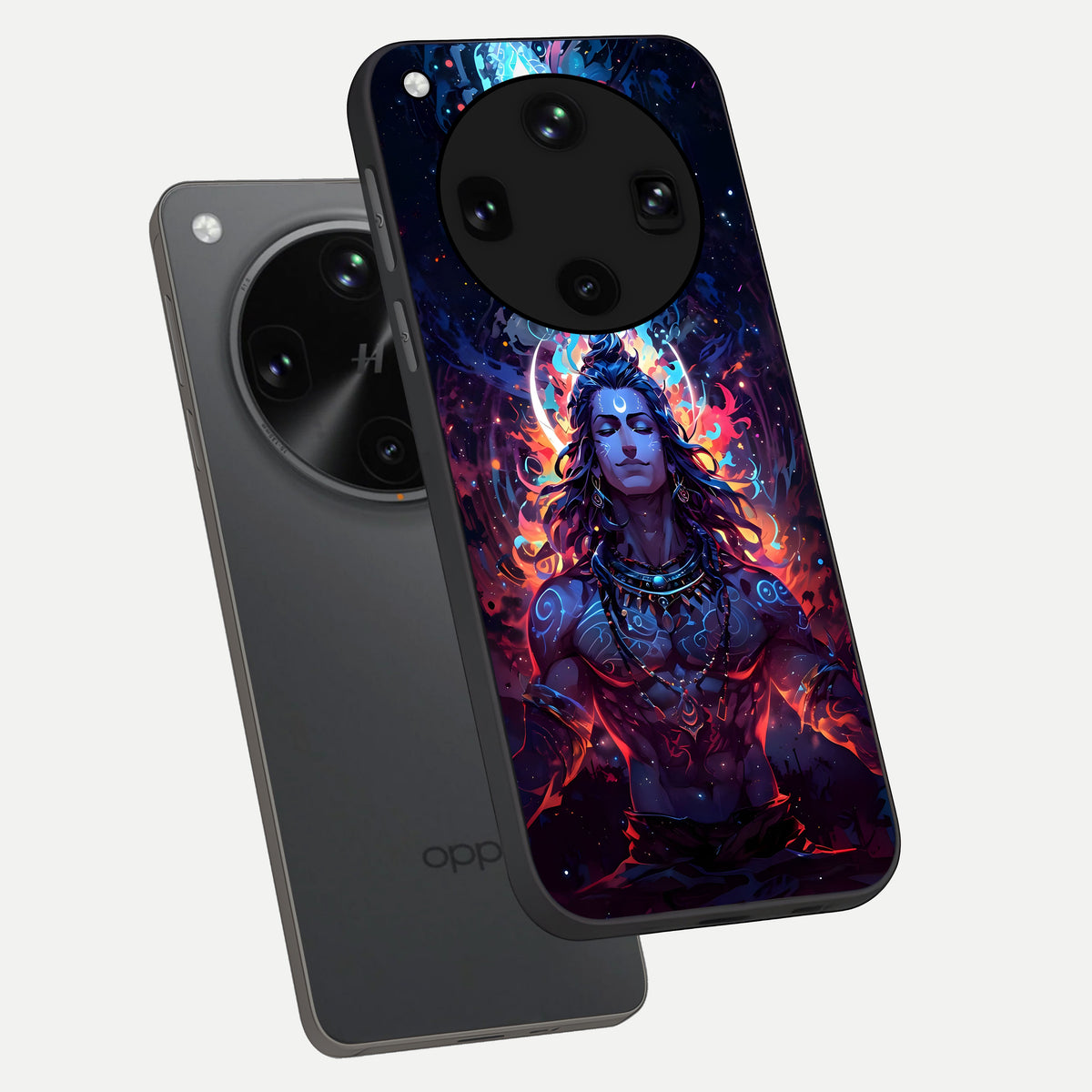  Divine Fire Shiv phone case For Oppo Find X8 Ultra showing premium glass back cover with detailed artwork