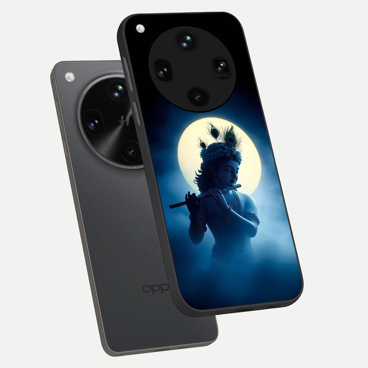  Divine Moon Flute phone case For Oppo Find X8 Ultra showing premium glass back cover with detailed artwork
