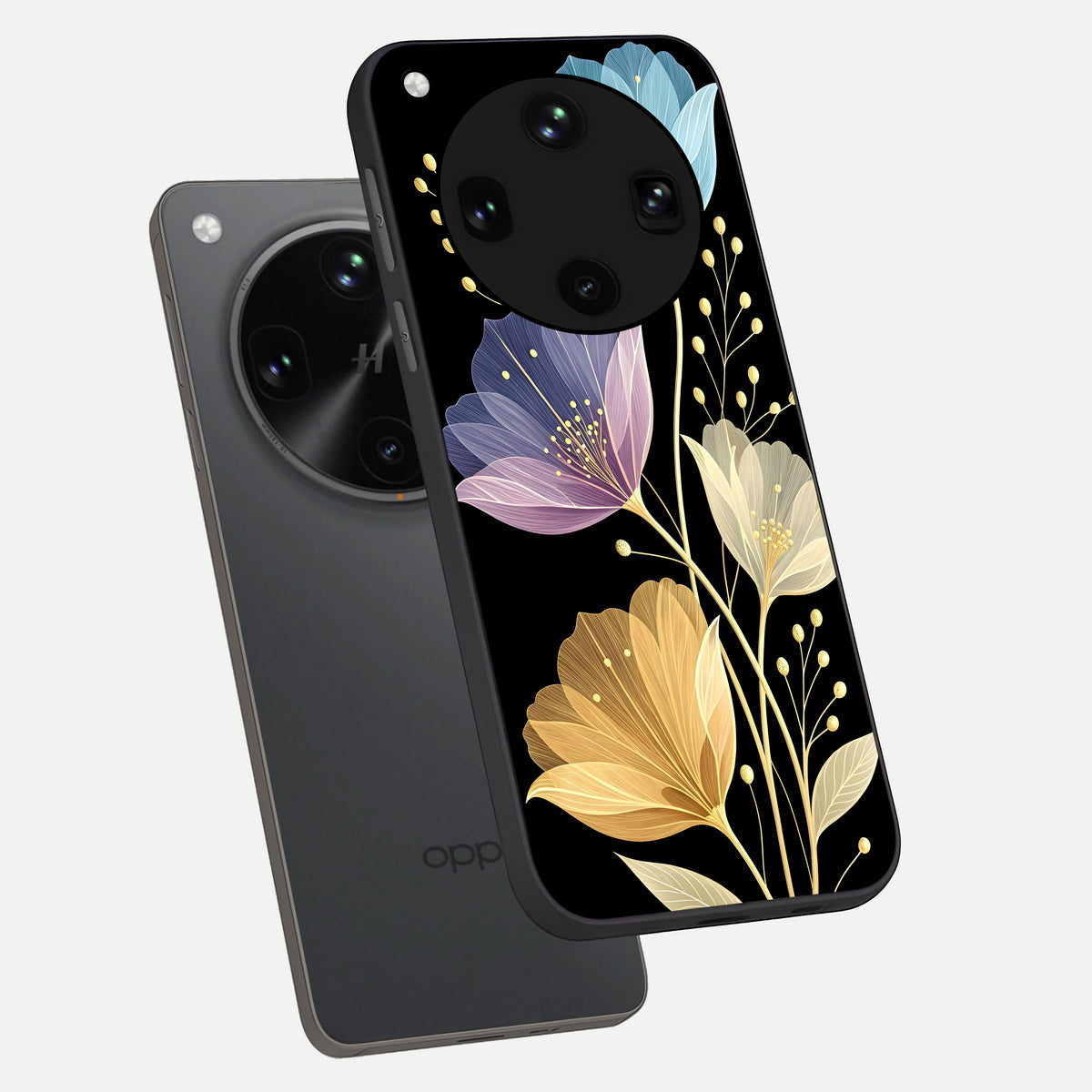  Flower Bloom Glow phone case For Oppo Find X8 Ultra showing premium glass back cover with detailed artwork
