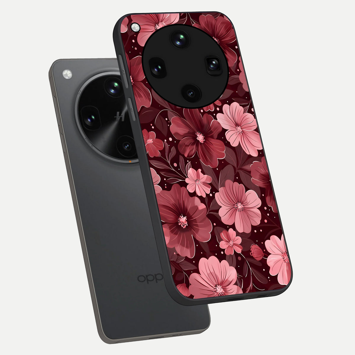  Flower Blush Bloom phone case For Oppo Find X8 Ultra showing premium glass back cover with detailed artwork