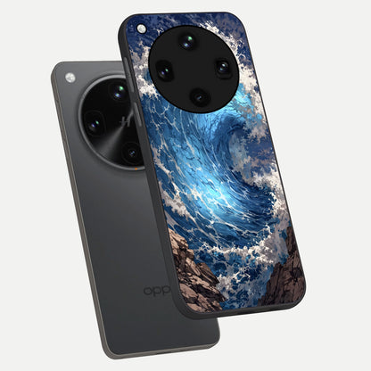  Giant Ocean Wave phone case For Oppo Find X8 Ultra showing premium glass back cover with detailed artwork