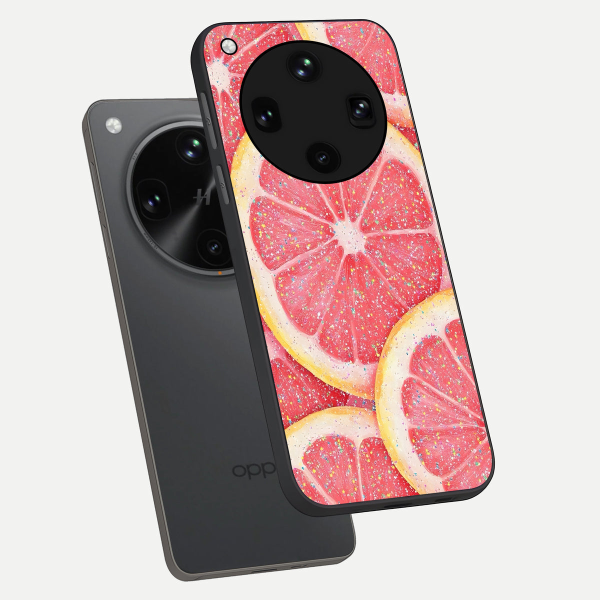  Glitter Grapefruit phone case For Oppo Find X8 Ultra showing premium glass back cover with detailed artwork