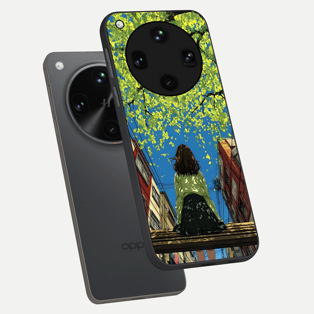  Golden Leaves Glow phone case For Oppo Find X8 Ultra showing premium glass back cover with detailed artwork
